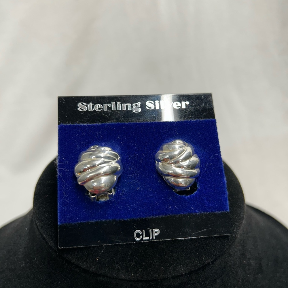 Vintage Sterling Silver Love Knot Clip-On Earrings .925 Twisted Knot Non-Pierced